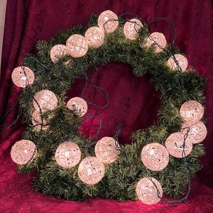 2 Sets String Light Up Spheres Open Weave Garland Christmas Tree Globe Lights